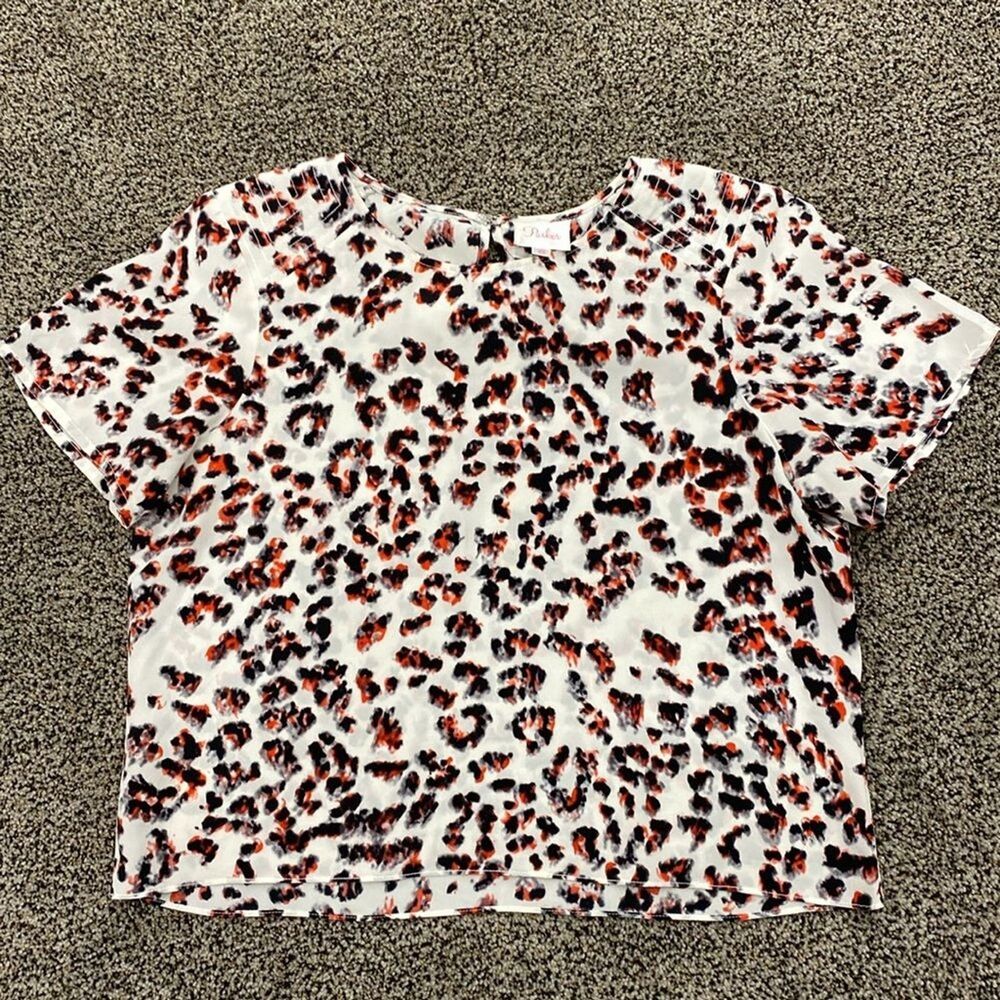 PARKER XS 100% Silk Colorful Animal Print Short Cropped Boxy Blouse Festival Top - Picture 15 of 16